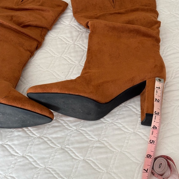 Women’s Camel Colored Suede Knee-High Boots - Picture 2 of 5